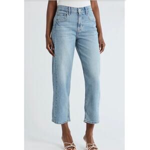 Lucky Brand Barrel Leg Jeans High Rise Cropped Denim Light Wash Size 30 NWT